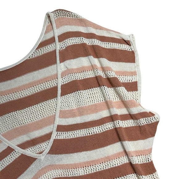 Anthropologie Brown Tan Striped Side Tie Cotton Poncho Top Womens OS - Picture 7 of 8